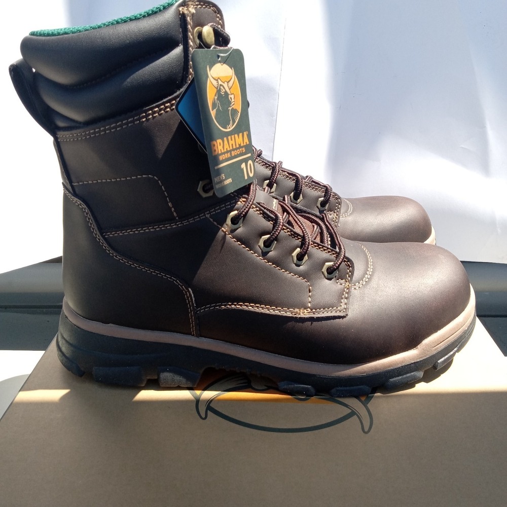 Brahma Koa Mens Steel Toe Work Boots Size 10 Brown Breathable Speed Lacing NWT